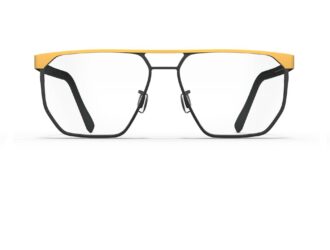 Blackfin titanium eyeglasses with golden top bar and black frame