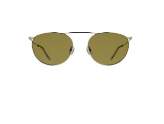 A front-facing view of the Calvin Klein CK26106ST sunglasses, featuring a minimalist rounded titanium frame with a prominent raised top bar and solid tinted lenses.