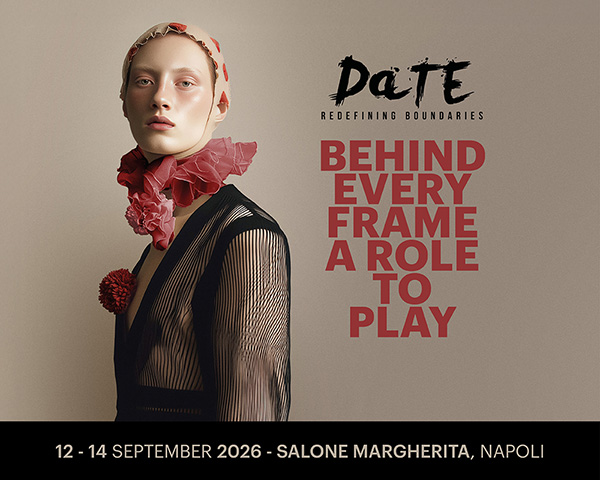 Image promotionnelle pour DaTE 2026 présentant un mannequin en tenue d'avant-garde avec le slogan « Behind Every Frame a Role to Play ».