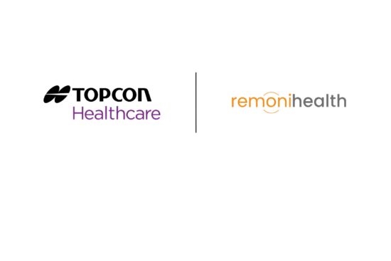 Topcon Healthcare and RemoniHealth logos side by side, separated by a vertical line