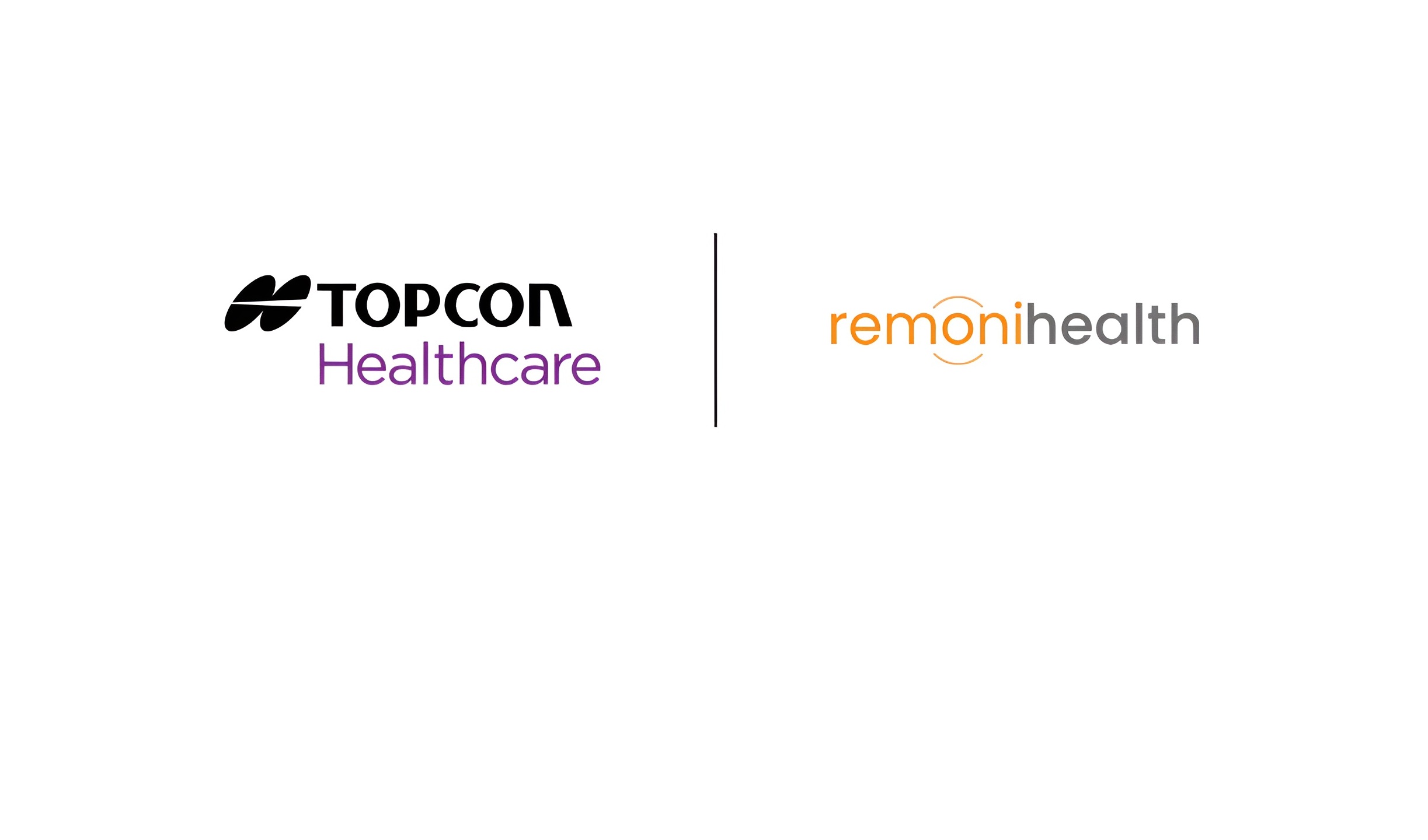 Topcon Healthcare and RemoniHealth logos side by side, separated by a vertical line