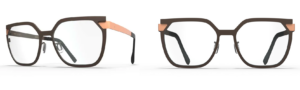 Lunettes Blackfin en titane avec branches or rose et monture marron, vues multiples