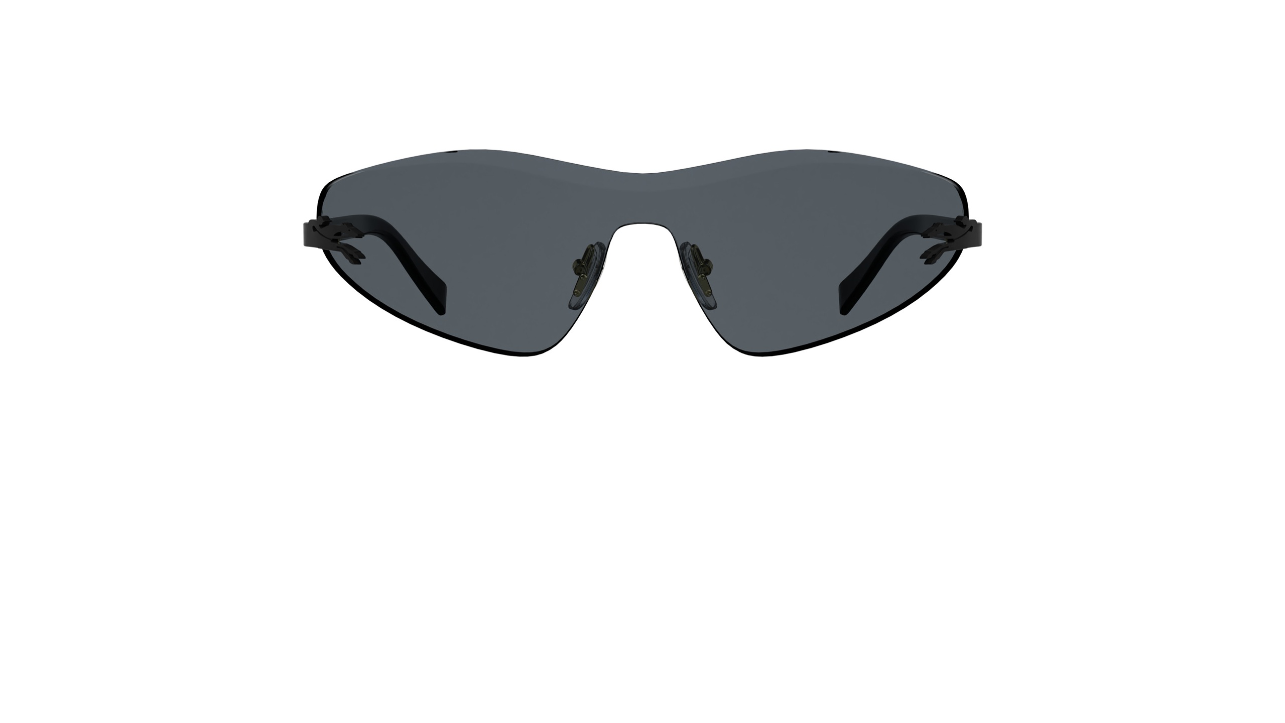 Longchamp LO799S shield sunglasses in Black, front view showing a wide wraparound grey lens and Horse emblem on the frame.
