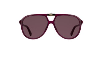 Longchamp LO800S sunglasses in burgundy transparent G820 sustainable resin, front view showing teardrop aviator silhouette
