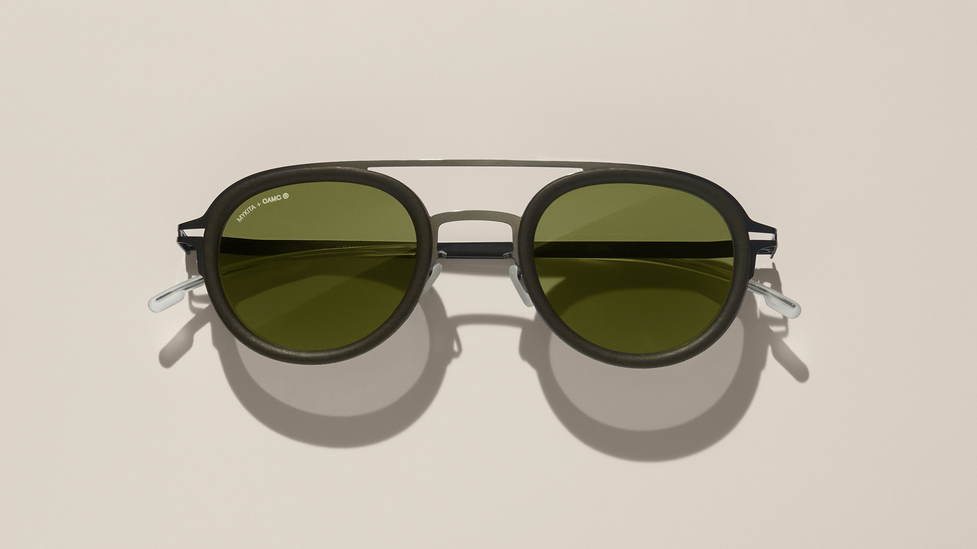 MYKITA + OAMC GRUNT sunglasses in safari green with double bridge