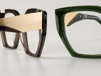 Tree Spectacles eyeglasses showing interchangeable temple detail in tortoiseshell and green