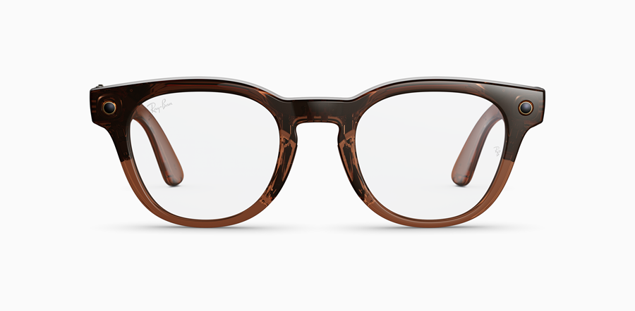 Ray-Ban Meta Scriber Optics Gen 2 in Transparent Shiny Umber with clear lenses, front view