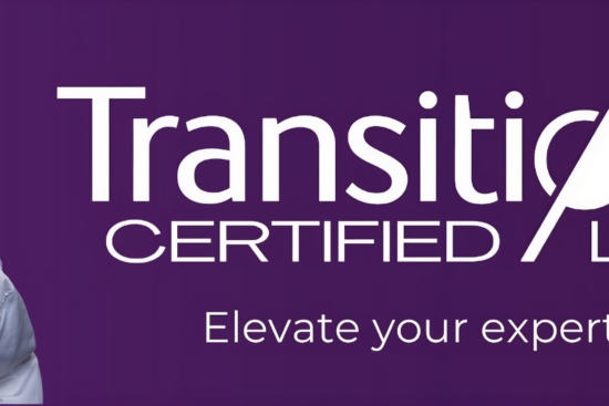 Transitions Certified Live banner featuring a woman wearing tinted lenses with the tagline "Elevate your expertise