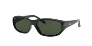 Ray-Ban Daddy-O RB2016 coloris 601/31 — lunettes de soleil enveloppantes en acétate noir avec verres vert foncé et silhouette rétro sportive des années 90
