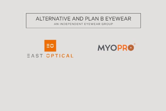 Alternative and Plan B Eyewear, an independent eyewear group, alongside the East Optical and MyoPro logos