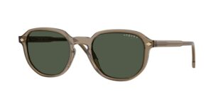 Vintage-inspired men's sunglasses featuring a transparent brown acetate frame, a keyhole bridge, and slender logo-free temples.