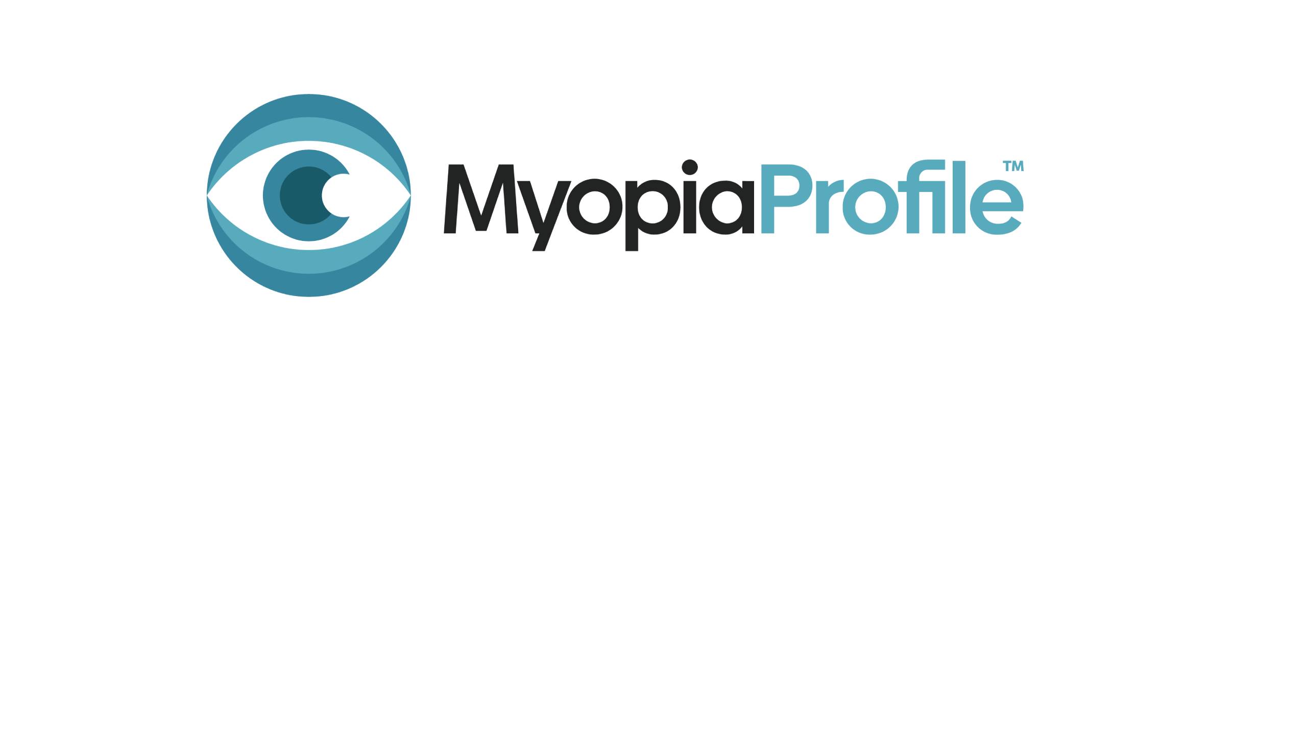 Myopia Profile logo featuring a stylized teal eye icon inside a circular graphic, alongside the wordmark "MyopiaProfile" in dark grey and teal text.
