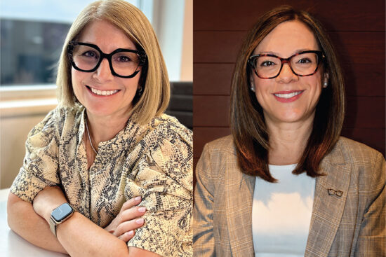 Beverly Suliteanu (left) and Natalie Lacroce (right), both wearing eyeglasses, pictured in professional portraits announcing Beverly's retirement and Natalie's appointment as Vice President, Brand & Product Planning at WestGroupe.