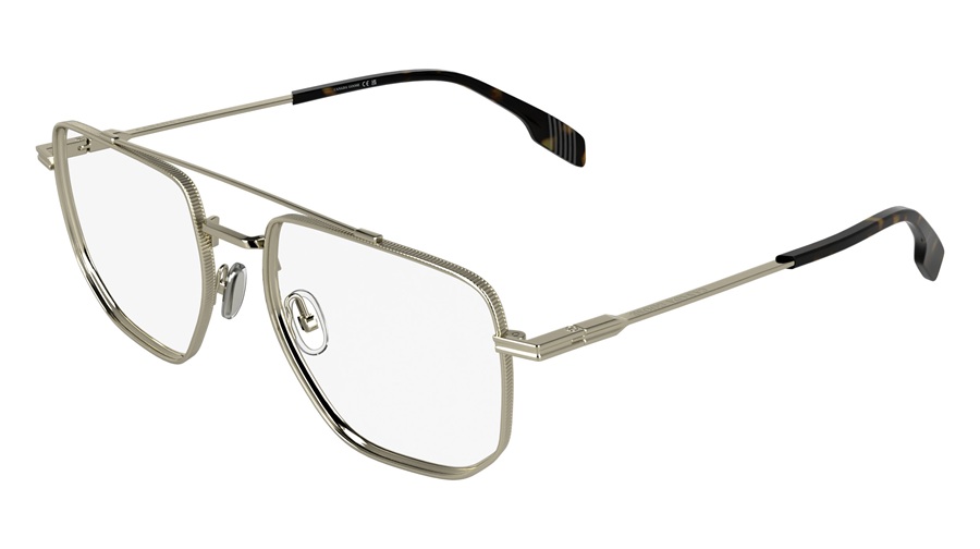 Monture optique Canada Goose GC26502E en titane léger coloris Or Clair, avec double pont et embouts de branches écaille de tortue