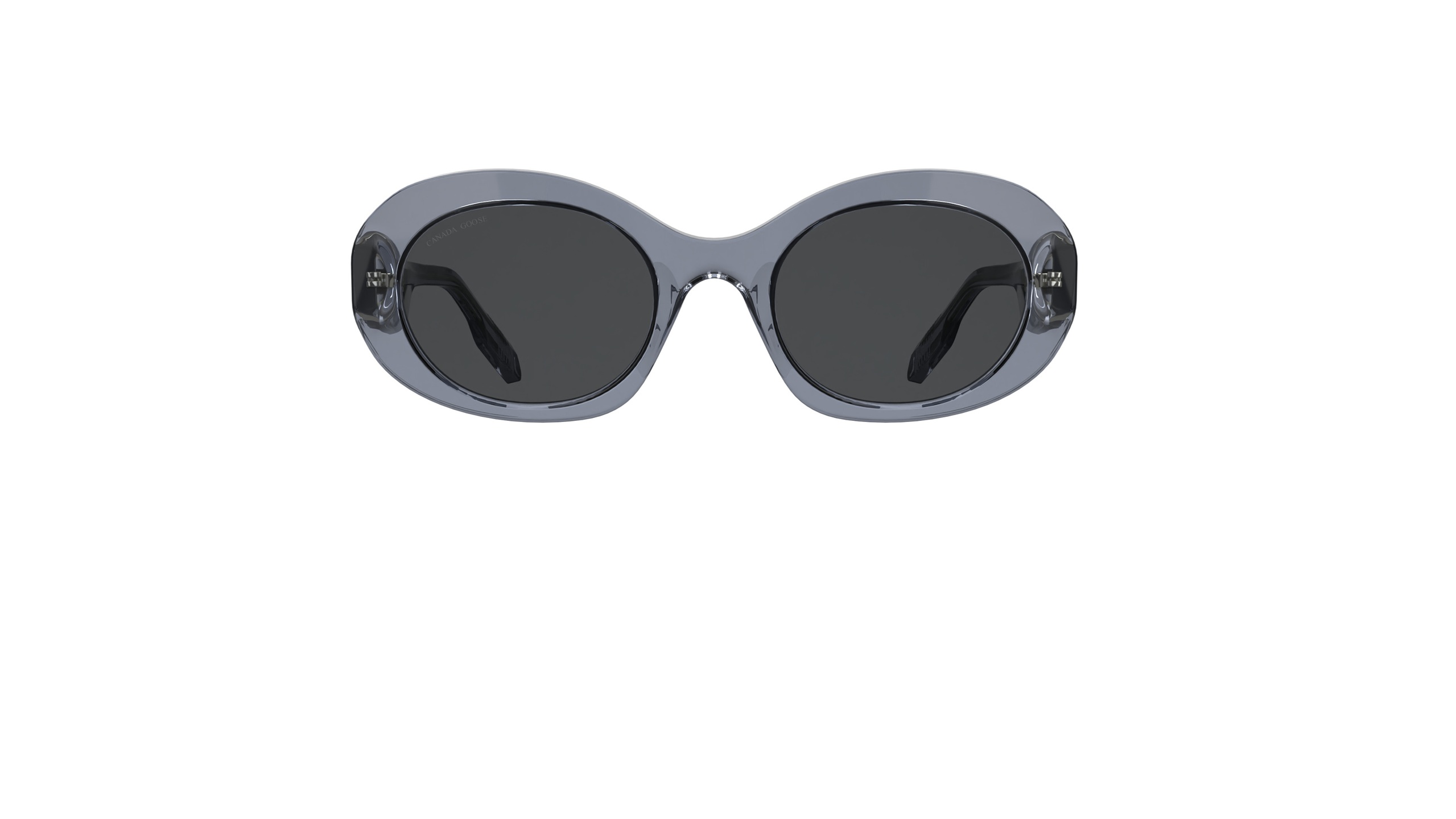 Lunettes de soleil ovales femme Canada Goose GC26600SE en Gris Transparent, monture en acétate sculpté à facettes et verres fumés