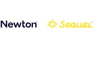 The brand logos for "Newton" in dark blue text and "Sequel" in bright yellow text with a spiral icon, side-by-side on a plain white background