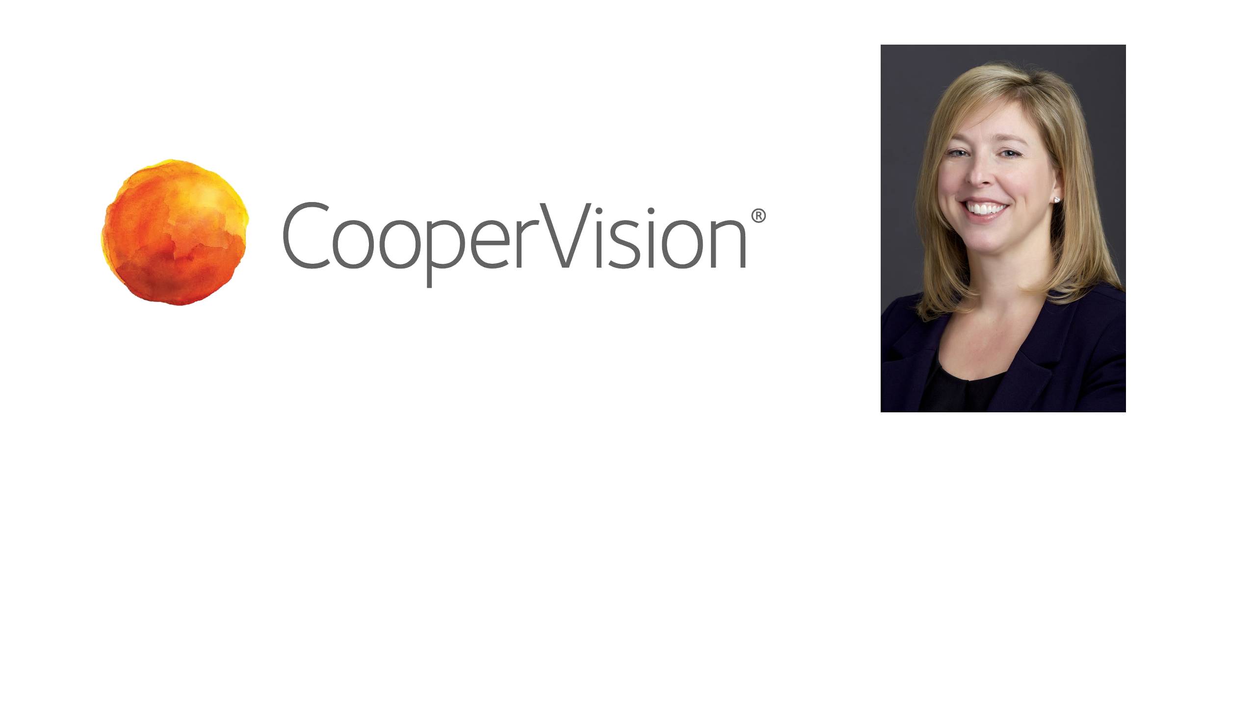 CooperVision logo alongside headshot of Brenda Raphael, newly appointed Vice President of Marketing, Americas