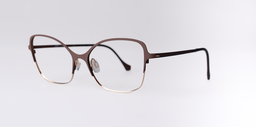 LOOK Lamina model 10997 elegant matte brown and gold butterfly cat-eye optical frame for women