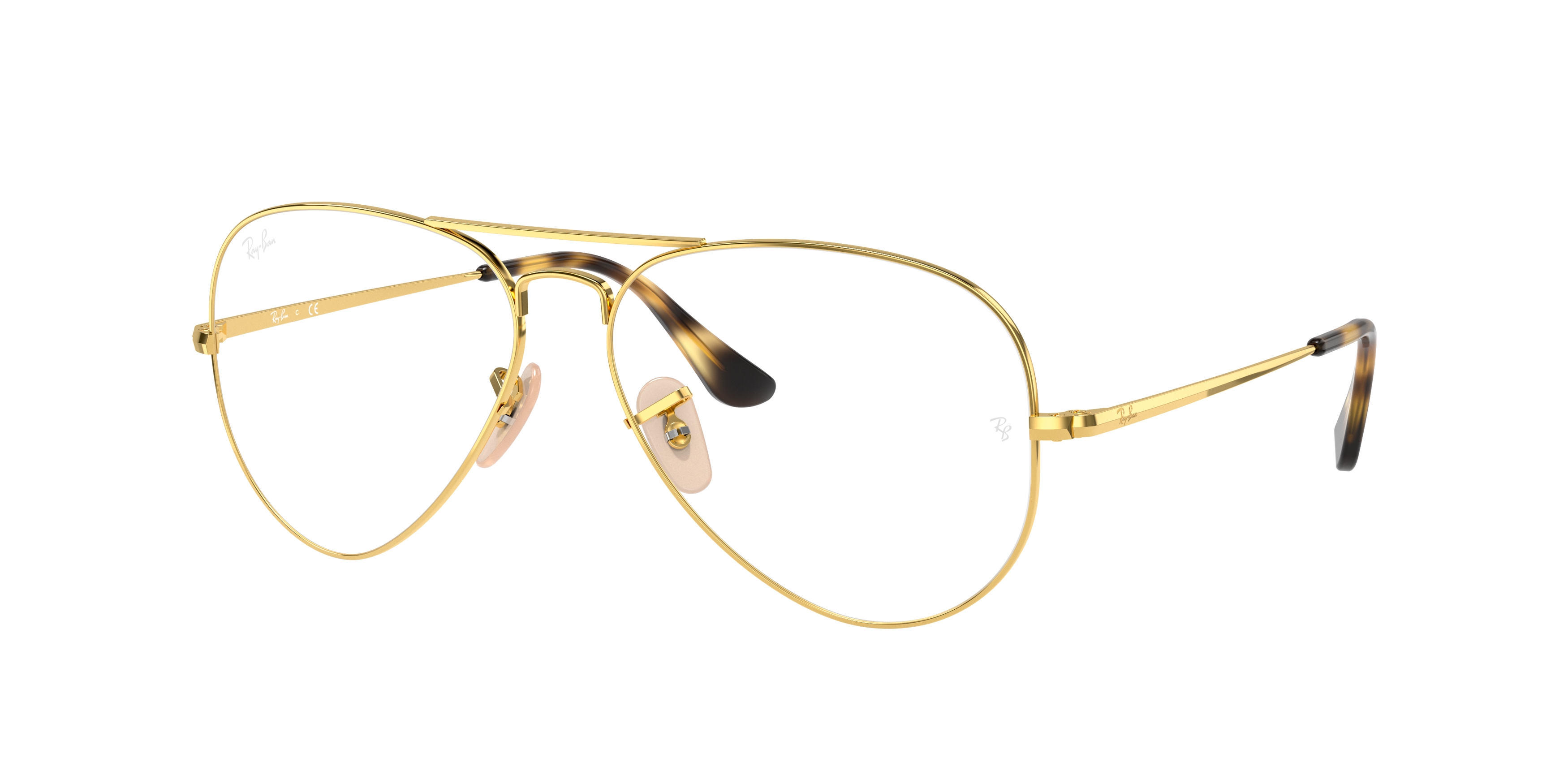 Lunettes Ray-Ban Aviator Optics 0RX6489 monture métal doré avec verre démo transparent