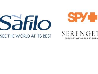 Logos de Safilo avec le slogan "See the world at its best", SPY+ en orange, et Serengeti avec le slogan "The most advanced eyewear" regroupés sur un fond blanc.