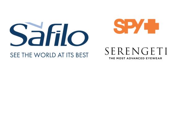 Logos of Safilo with tagline "See the world at its best", SPY+ in orange, and Serengeti with tagline "The most advanced eyewear" arranged together on a white background.