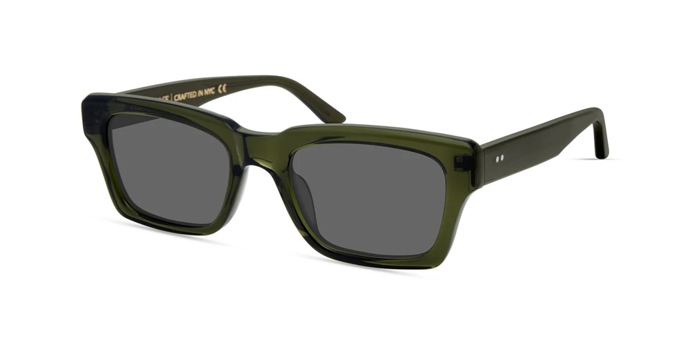 Lunettes de soleil rectangulaires Lowercase Bowery en acétate vert olive translucide