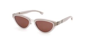 Product shot of ic! berlin Bacall hybrid cat-eye sunglasses with translucent acetate front.