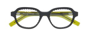 Face à Face Out of Office Copy Paste eyeglasses in scalloped black acetate with translucent green temples
