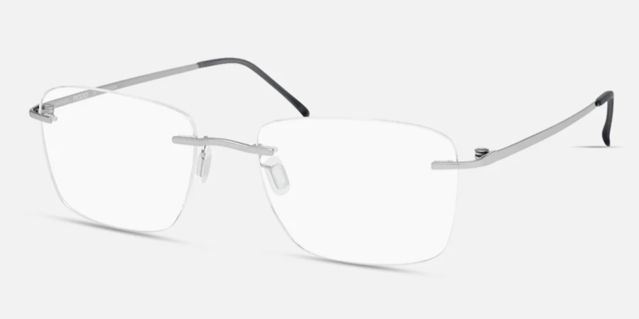 MODO 4644 ultra-lightweight rimless glasses with thin metal temples and rectangular lenses