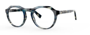 Seraphin round acetate frames in marbled blue and gray pattern