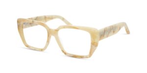 Lowercase Soho optical eyeglasses in swirled cream marble acetate