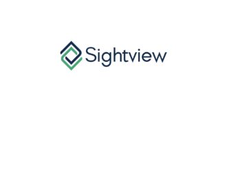 Sightview brand logo with dark blue typography and a green geometric diamond icon on a white background.