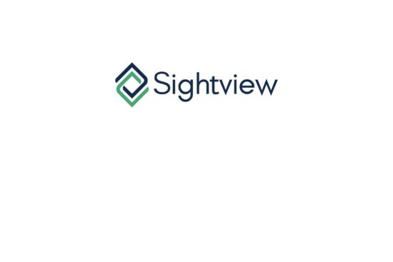 Sightview brand logo with dark blue typography and a green geometric diamond icon on a white background.
