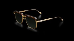 Agbassio The Diplomat browline sunglasses in Havana acetate and gold titanium construction