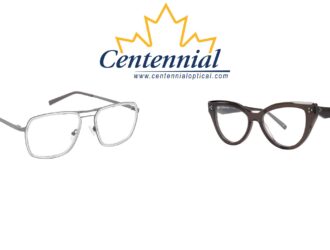 Centennial Optical August 2026 featured frame release banner with Two Blind Brothers aviator and Vera Wang cat-eye eyeglasses