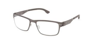 Product view of ic! berlin Thilo rectangular metal optical frame with horizontal color split.