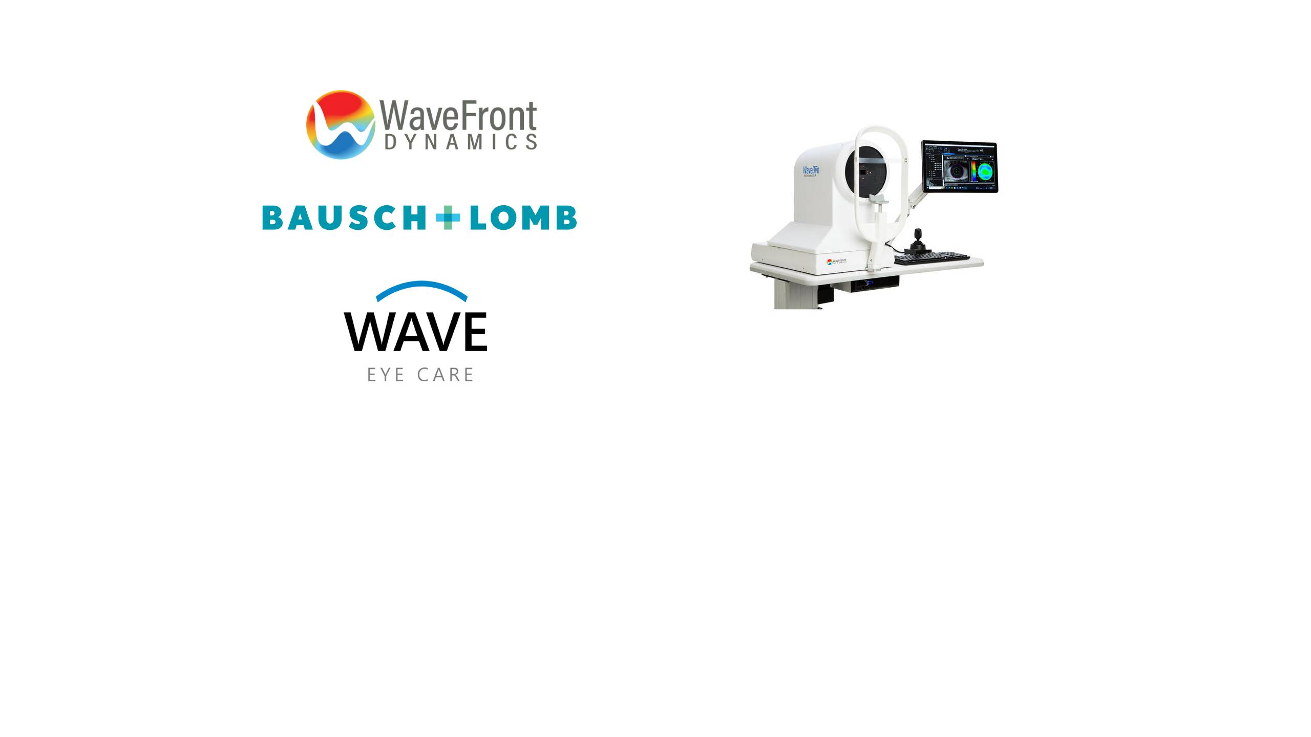 WaveFront Dynamics WaveDȳn Vision Analyzer with Bausch + Lomb and WAVE Eye Care logos