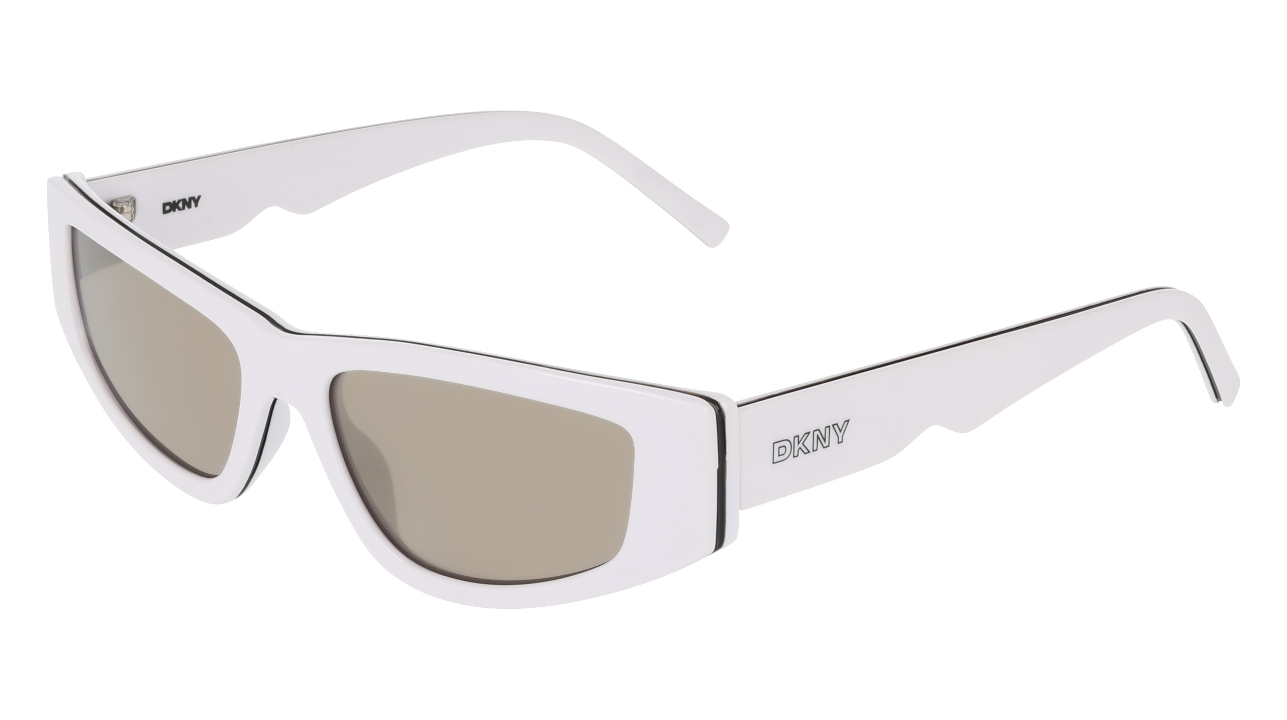 Lunettes de soleil rectangulaires blanches DKNY DK560S avec verres foncés et logo noir