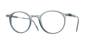 Monture de lunettes forme panto bleu translucide LOOK NIL-TECH 75400 avec charnière en titane sans vis.