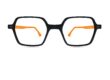 Spectaful AURA LIGHT Nomai C1 unisex cat-eye eyeglasses with matte black polymer front and vibrant orange acetate inner temples