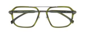 Prodesign Denmark Retro 2 olive green translucent frame with metal top bar front view