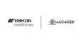 Topcon Healthcare logo on the left and Cascader logo on the right, separated by a vertical line on a white background.