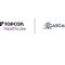 Topcon Healthcare logo on the left and Cascader logo on the right, separated by a vertical line on a white background.