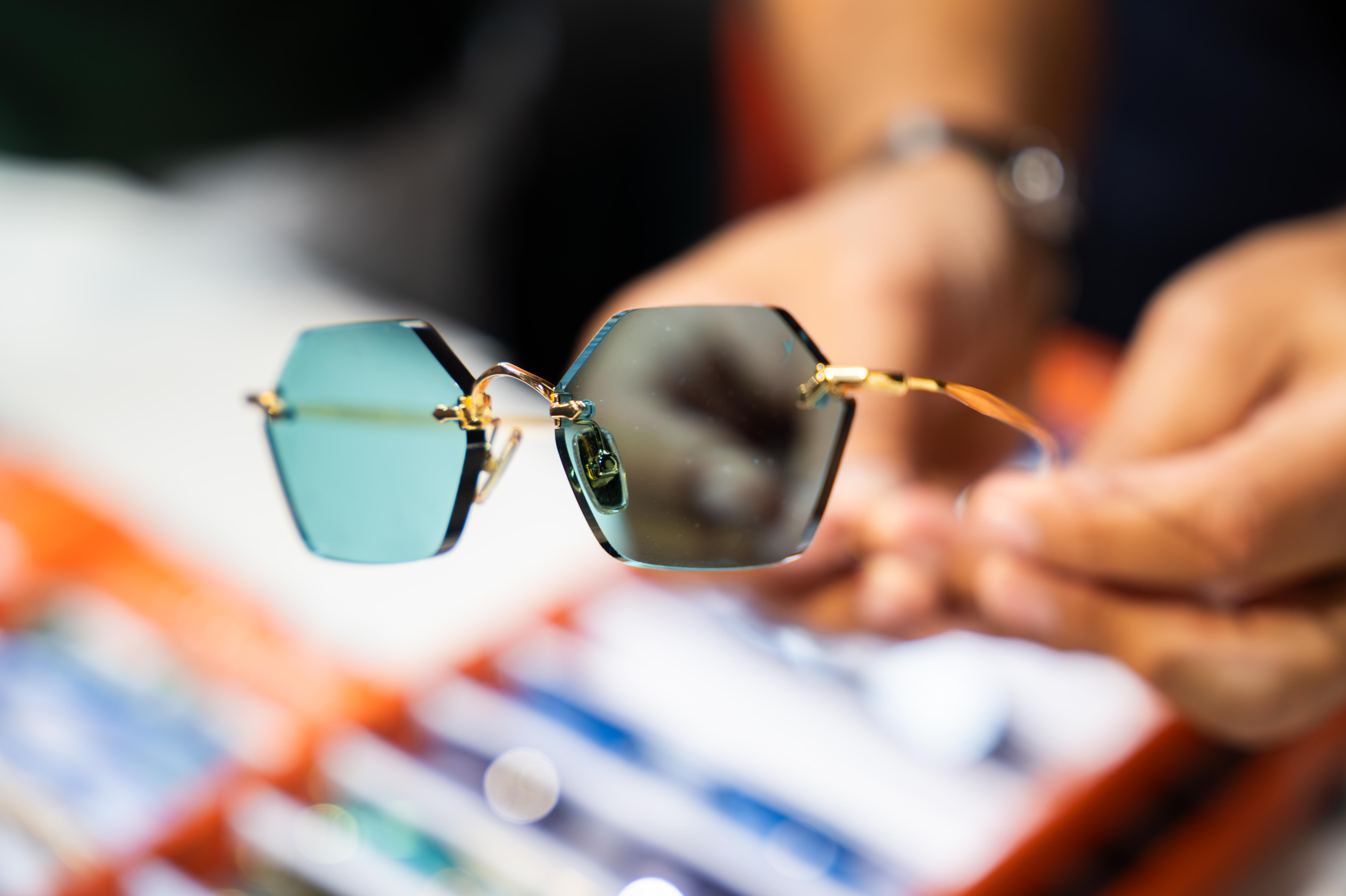 Close-up of contemporary eyewear being examined at DaTE