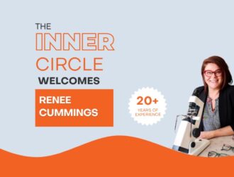 Graphique d'Eye Care Collective accueillant Renee Cummings, opticienne d'ordonnance diplômée avec plus de 20 ans d'expérience, comme ambassadrice du programme The Inner Circle.