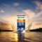 Systane PRO Preservative-Free lubricant eye drops with triple-action dry eye relief displayed against a sunset over water