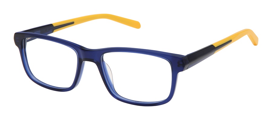 Lunettes de vue rectangulaires pour garçons Superflex Kids SFK-343 bleu marine et jaune.